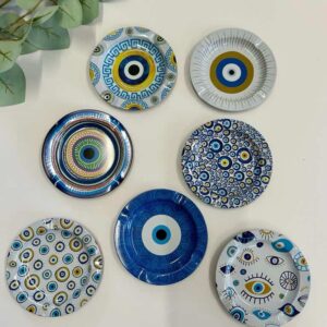 מאפרה מתכת קוטר 12 סמ' בעיצוב עין טובה